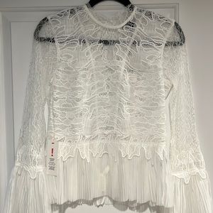 Sheer lace white blouse